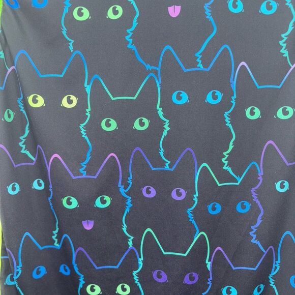 Neon Cat Black Golf Polo Tank Size M Y2K Kawaii Alt Quick Dry Stretch UPF Shirt - Picture 4 of 4